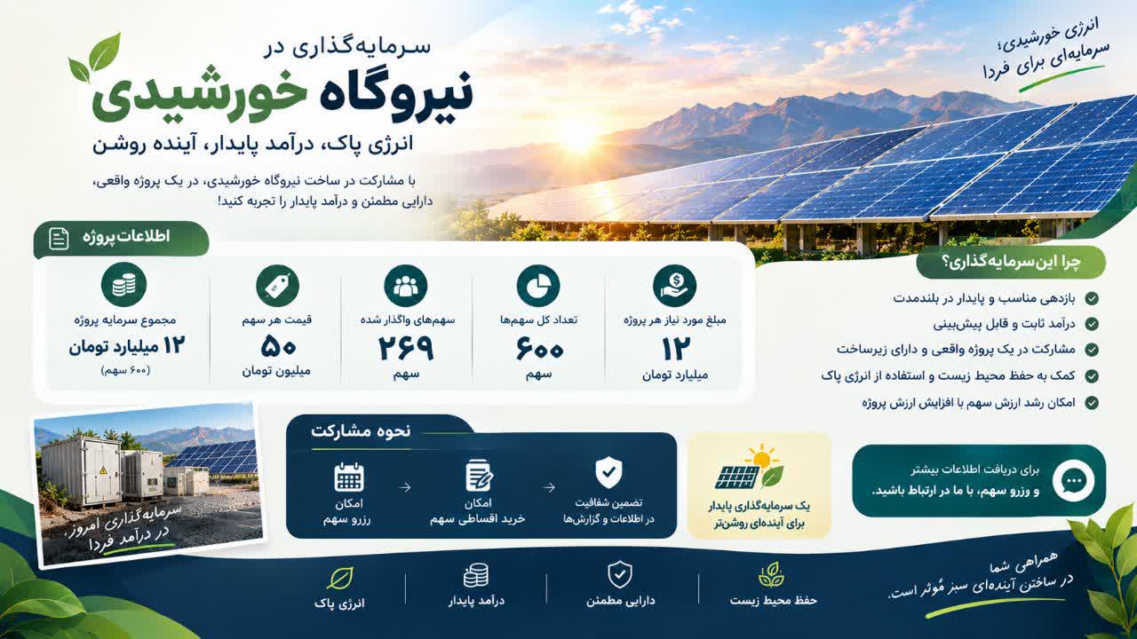 احداث نیروگاه خورشیدی با مدل مشارکت مردمی